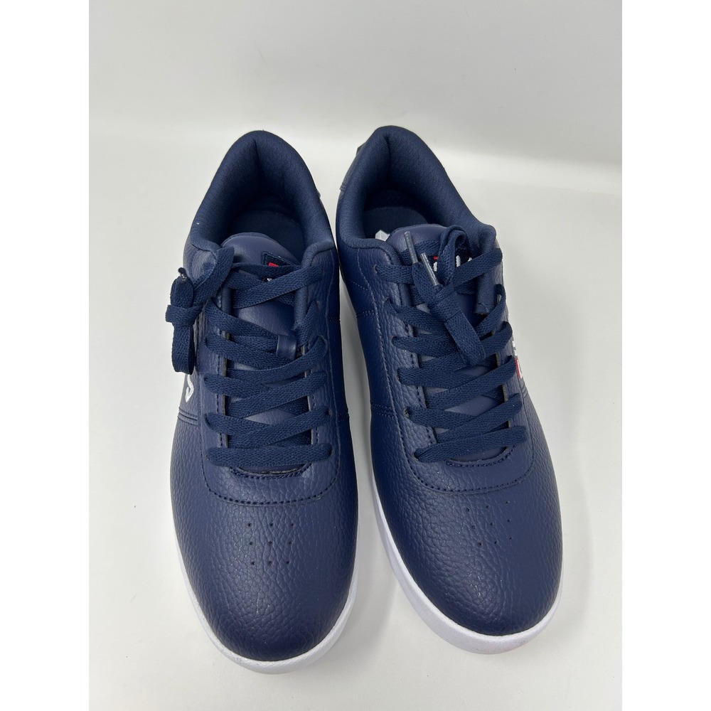 Fila Mens Impress LL Low Top Sneakers Navy Blue Faux Leather Athletic Shoes 10